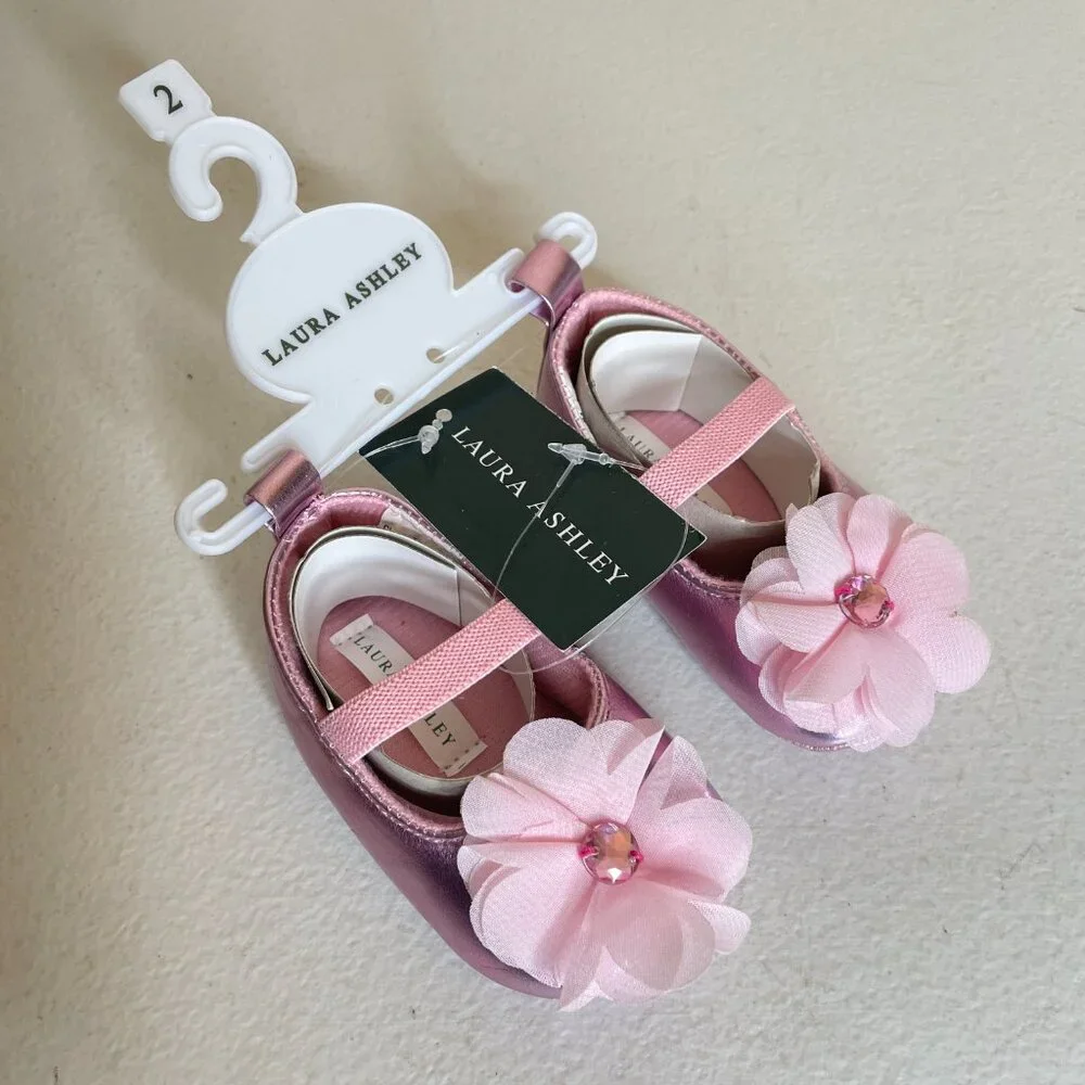 Laura Ashley Pink Baby Ballet Shoes Size 2